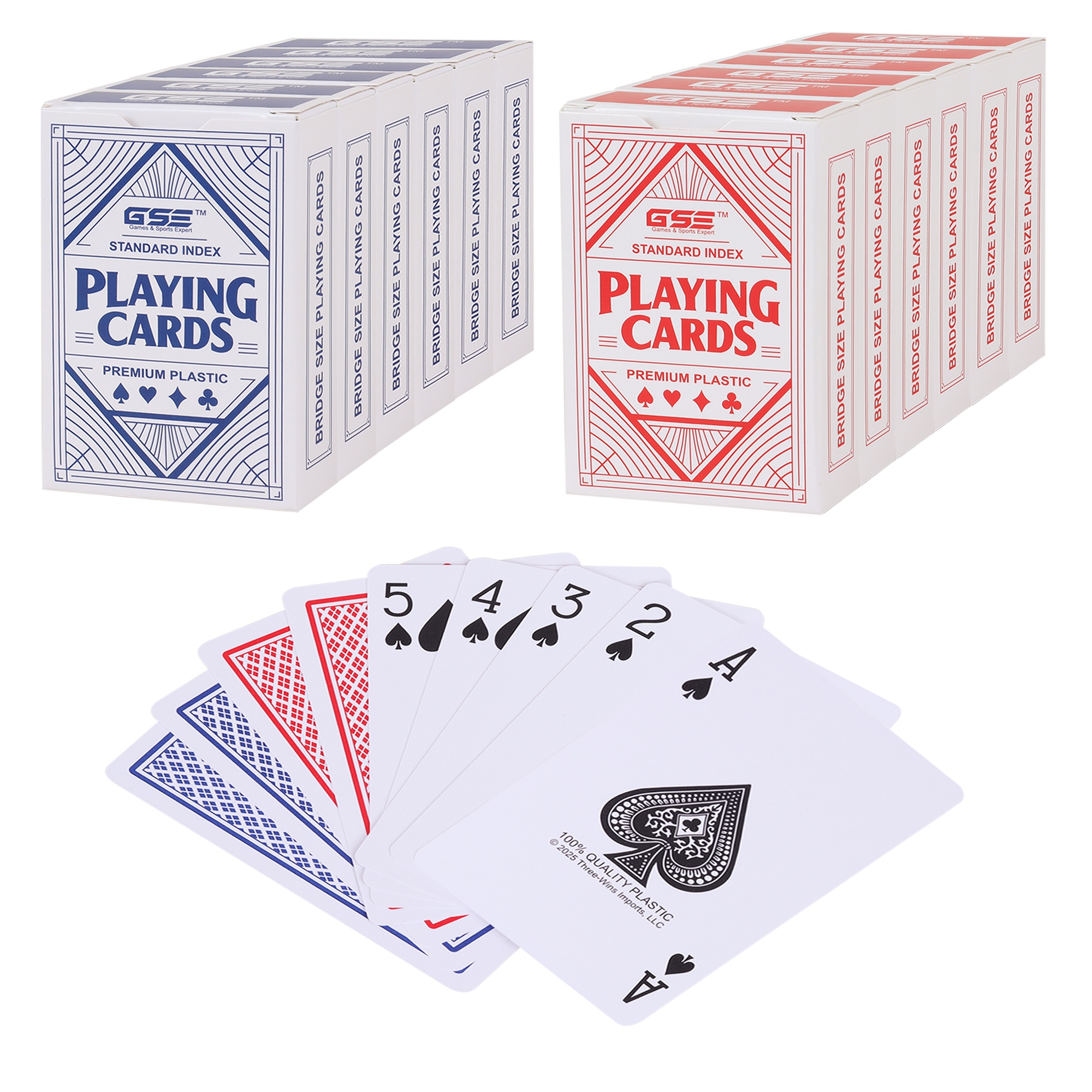 GSE 100% Waterproof Plastic Playing Cards, Bridge Size - Standard